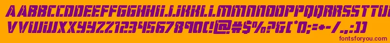 フォントhardscienceexpandital – オレンジの背景に紫のフォント