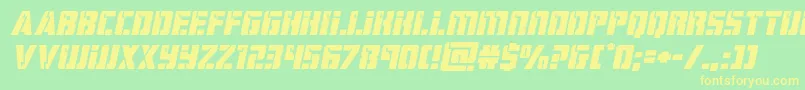 フォントhardscienceexpandital – 黄色の文字が緑の背景にあります