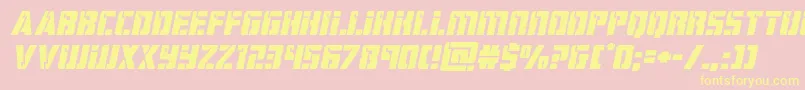 Fonte hardscienceexpandital – fontes amarelas em um fundo rosa