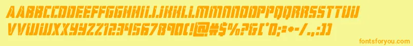 hardscienceital-Schriftart – Orangefarbene Schriften auf gelbem Hintergrund