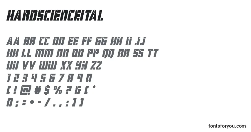 Schriftart Hardscienceital (129083) – Alphabet, Zahlen, spezielle Symbole