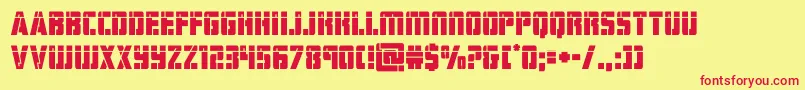 Fonte hardsciencelaser – fontes vermelhas em um fundo amarelo