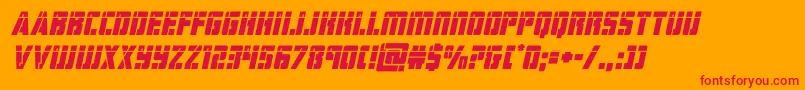 hardsciencelaserital-Schriftart – Rote Schriften auf orangefarbenem Hintergrund