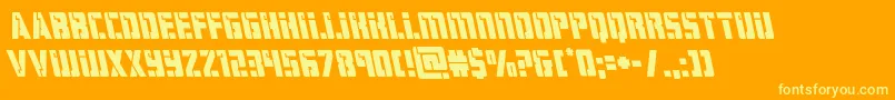 hardscienceleft-Schriftart – Gelbe Schriften auf orangefarbenem Hintergrund