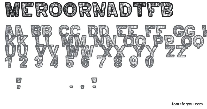 A fonte MeroOrnadTfb – alfabeto, números, caracteres especiais