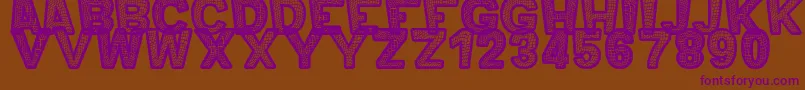 MeroOrnadTfb-Schriftart – Violette Schriften auf braunem Hintergrund