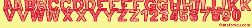 MeroOrnadTfb-fontti – punaiset fontit keltaisella taustalla