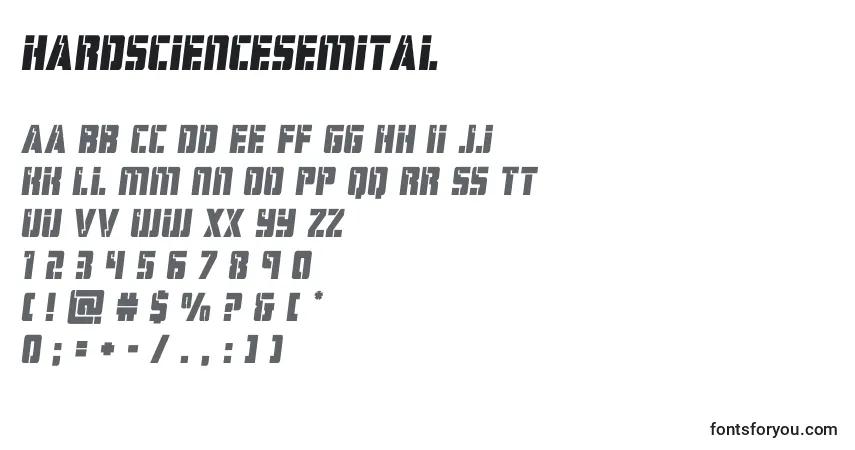 Schriftart Hardsciencesemital – Alphabet, Zahlen, spezielle Symbole
