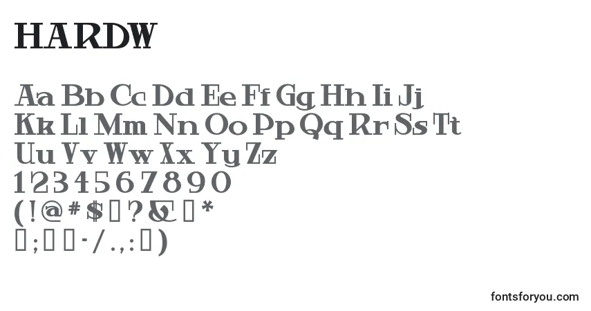 Schriftart HARDW    (129094) – Alphabet, Zahlen, spezielle Symbole