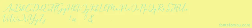 フォントHardwired Script Free – 黄色い背景に緑の文字