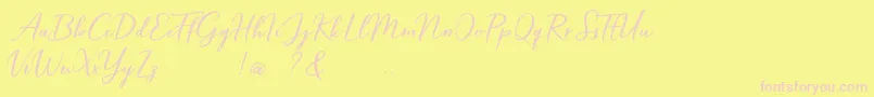 Hardwired Script Free-Schriftart – Rosa Schriften auf gelbem Hintergrund