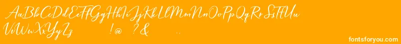 Hardwired Script Free-Schriftart – Weiße Schriften auf orangefarbenem Hintergrund