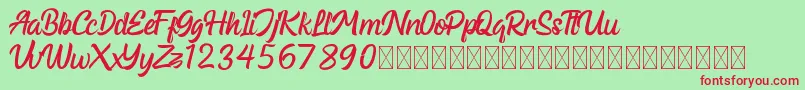 HardworkFree Font – Red Fonts on Green Background