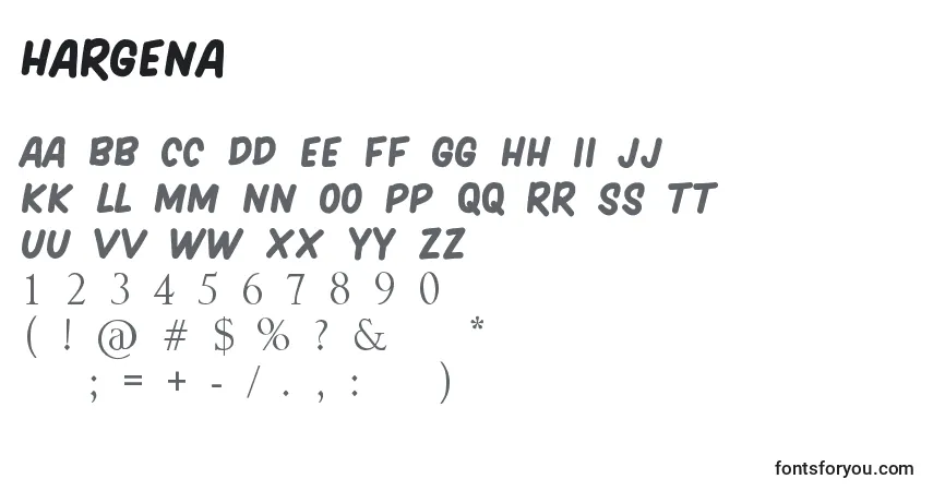 Schriftart HARGENA – Alphabet, Zahlen, spezielle Symbole