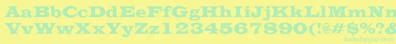 EvitacondensedRegularフォントについての詳細 フォントEvitacondensedRegular – 黄色い背景に緑の文字