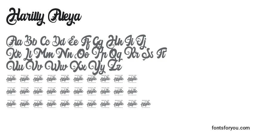 Harilly Aleya-fontti – aakkoset, numerot, erikoismerkit