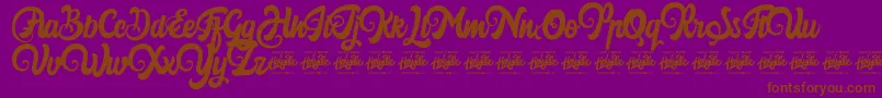 フォントHarilly Aleya – 紫色の背景に茶色のフォント
