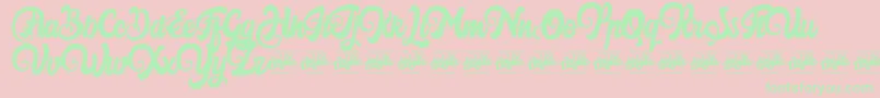 フォントHarilly Aleya – ピンクの背景に緑の文字