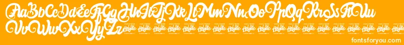 Harilly Aleya-Schriftart – Weiße Schriften auf orangefarbenem Hintergrund