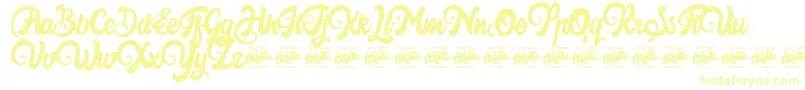 フォントHarilly Aleya – 白い背景に黄色の文字