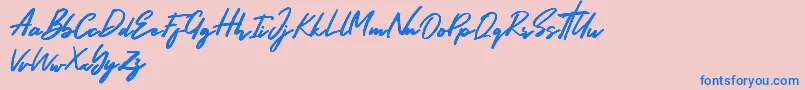 Hariston-Schriftart – Blaue Schriften auf rosa Hintergrund