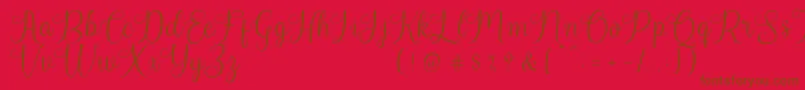 Harland Reguler Demo Font – Brown Fonts on Red Background