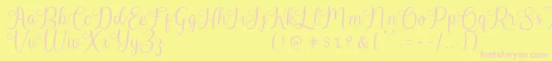 Harland Reguler Demo Font – Pink Fonts on Yellow Background