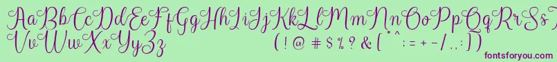 Harland Reguler Demo Font – Purple Fonts on Green Background