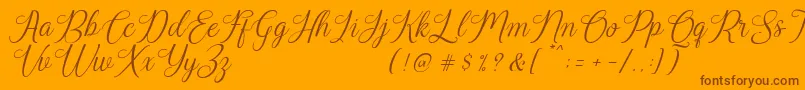 Harland Slant Demo-Schriftart – Braune Schriften auf orangefarbenem Hintergrund