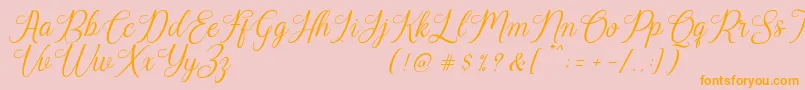 Harland Slant Demo-Schriftart – Orangefarbene Schriften auf rosa Hintergrund