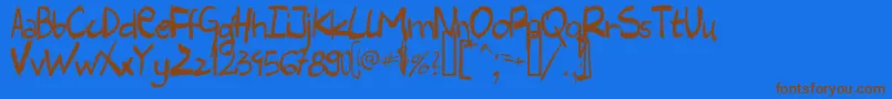 HARLC   -Schriftart – Braune Schriften auf blauem Hintergrund