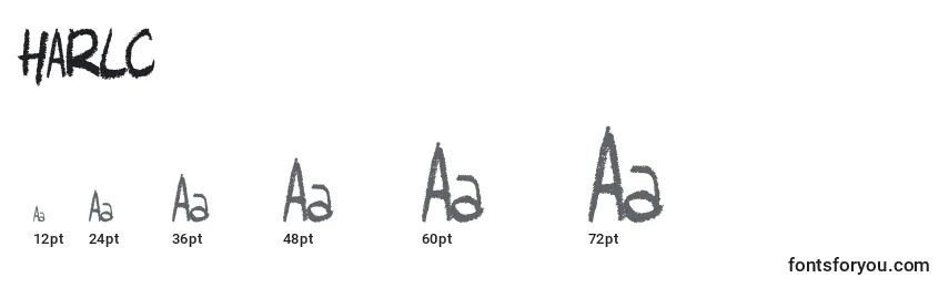 Размеры шрифта HARLC    (129108)