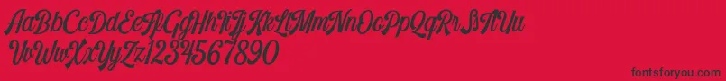 Harlend Demo-Schriftart – Schwarze Schriften auf rotem Hintergrund