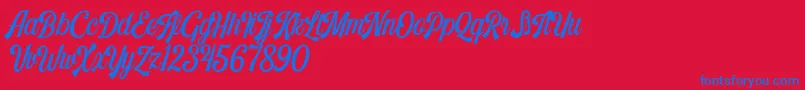 Czcionka Harlend Demo – niebieskie czcionki na czerwonym tle
