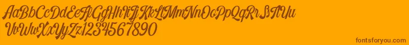 Harlend Demo-Schriftart – Braune Schriften auf orangefarbenem Hintergrund