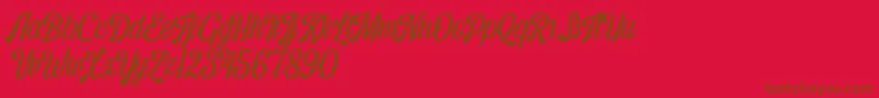 Harlend Demo-Schriftart – Braune Schriften auf rotem Hintergrund