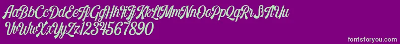 Harlend Demo-Schriftart – Grüne Schriften auf violettem Hintergrund