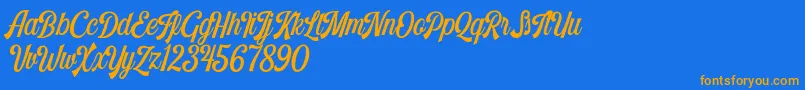 Harlend Demo Font – Orange Fonts on Blue Background