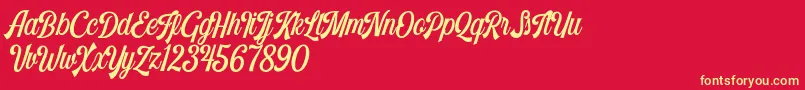 Harlend Demo Font – Yellow Fonts on Red Background