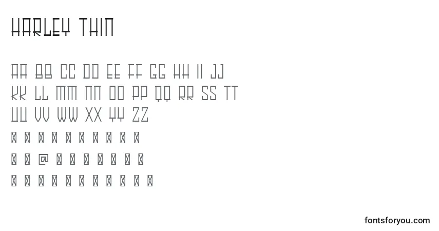 HARLEY Thinフォント–アルファベット、数字、特殊文字