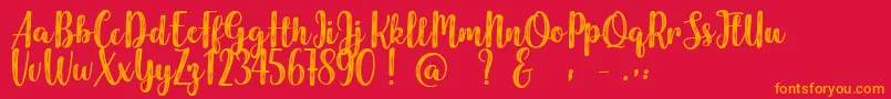 Harmonious Calendar Font – Orange Fonts on Red Background