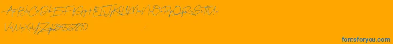 Harmony Font – Blue Fonts on Orange Background