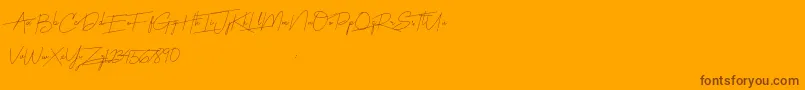 Harmony-Schriftart – Braune Schriften auf orangefarbenem Hintergrund