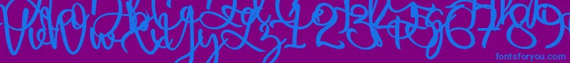 Harold Flower-fontti – siniset fontit violetilla taustalla