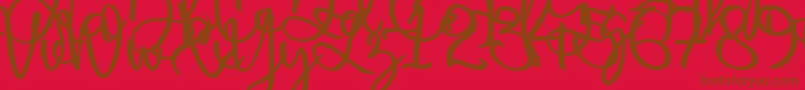 Harold Flower-Schriftart – Braune Schriften auf rotem Hintergrund