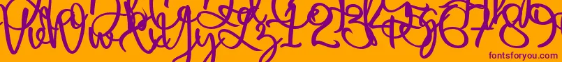 Harold Flower Font – Purple Fonts on Orange Background