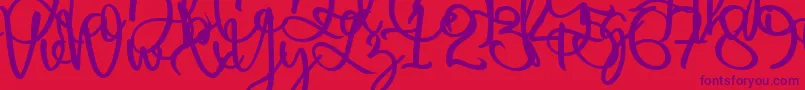 Harold Flower Font – Purple Fonts on Red Background