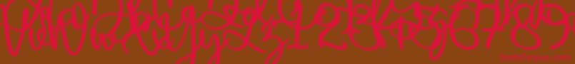 Harold Flower-Schriftart – Rote Schriften auf braunem Hintergrund