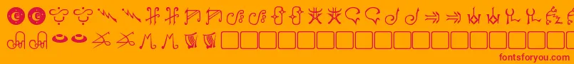 Harpers-Schriftart – Rote Schriften auf orangefarbenem Hintergrund
