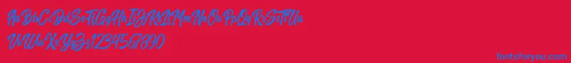 Harpert Demo Font – Blue Fonts on Red Background